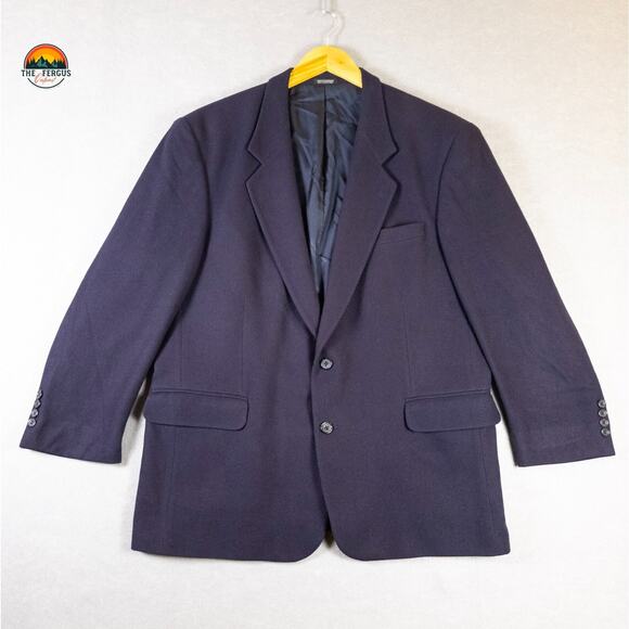 Oscar De La Renta Suit Jacket Blazer Blue Single-Breasted Pockets Men's Size 44R - Picture 1 of 11